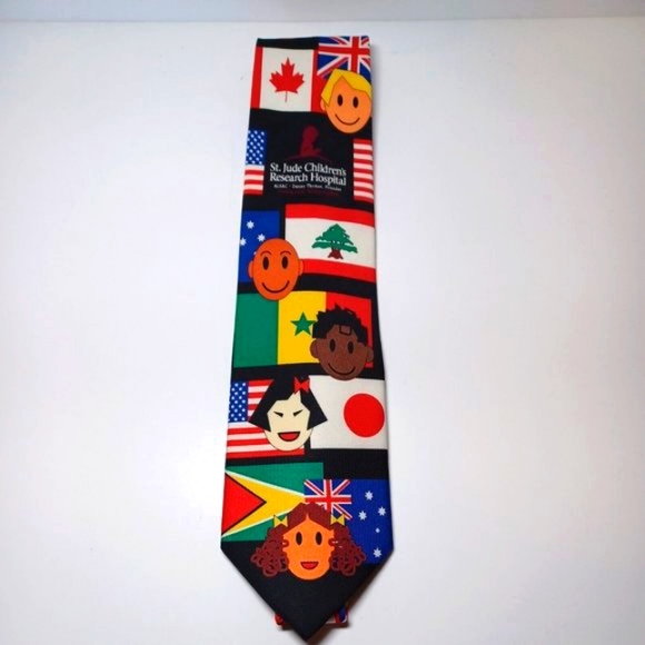 St Jude Childrens Research Hospital International Flags Novelty Tie Necktie - Picture 1 of 6